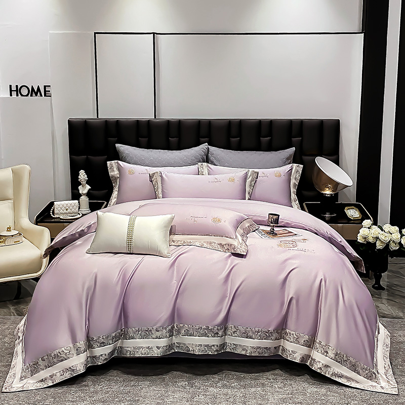 2025新款高支密长绒棉四件套-安迪 安迪-粉紫