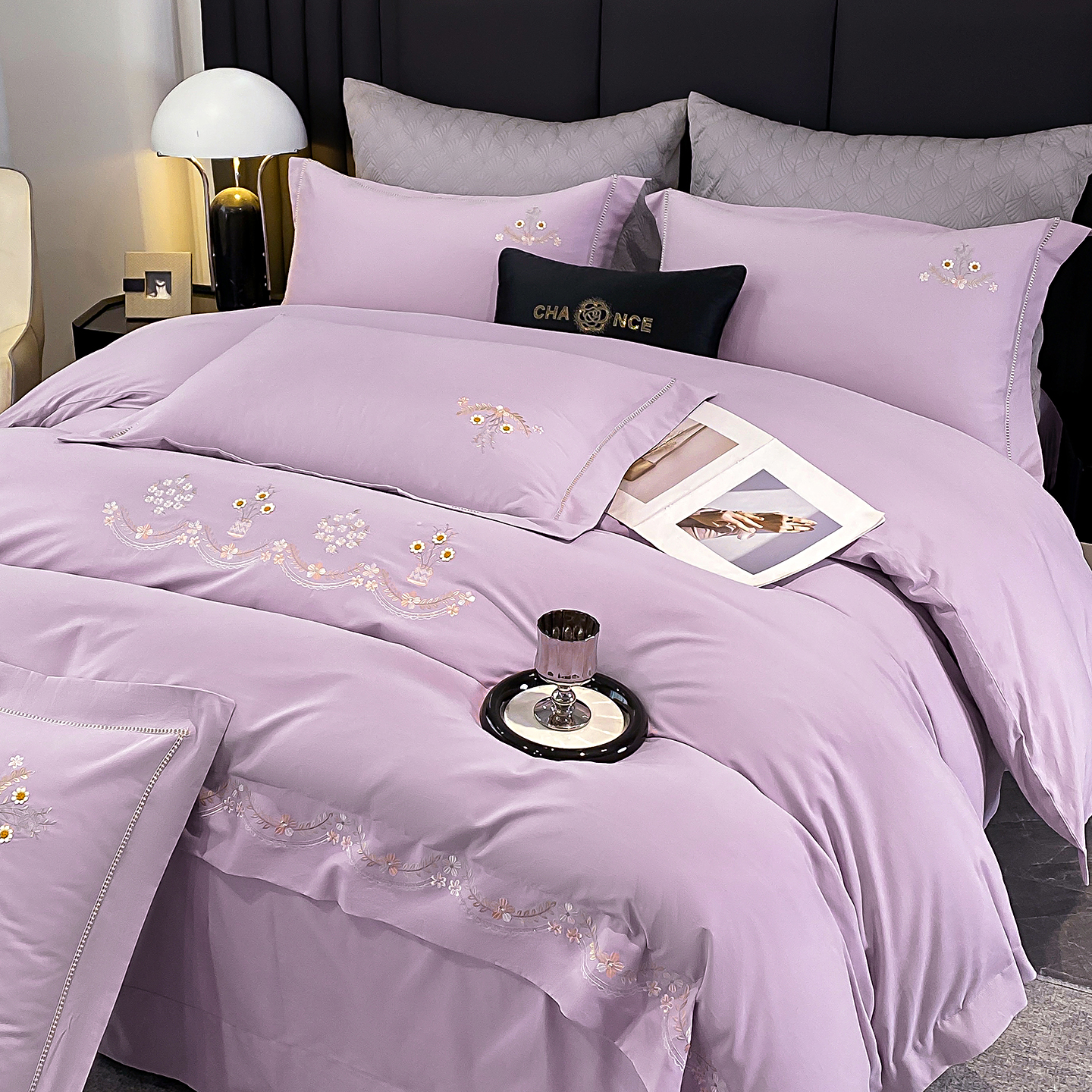 2025新款100s长绒棉贡缎磨毛四件套-知音