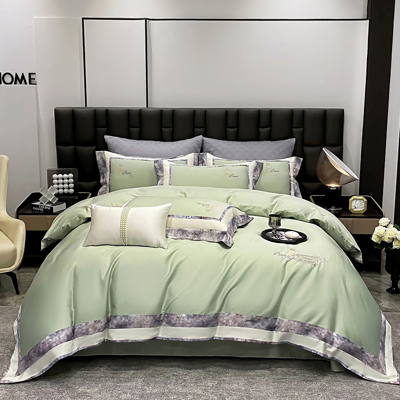 2025新款高支长绒棉四件套-丽芙妮 丽芙妮-冰川绿