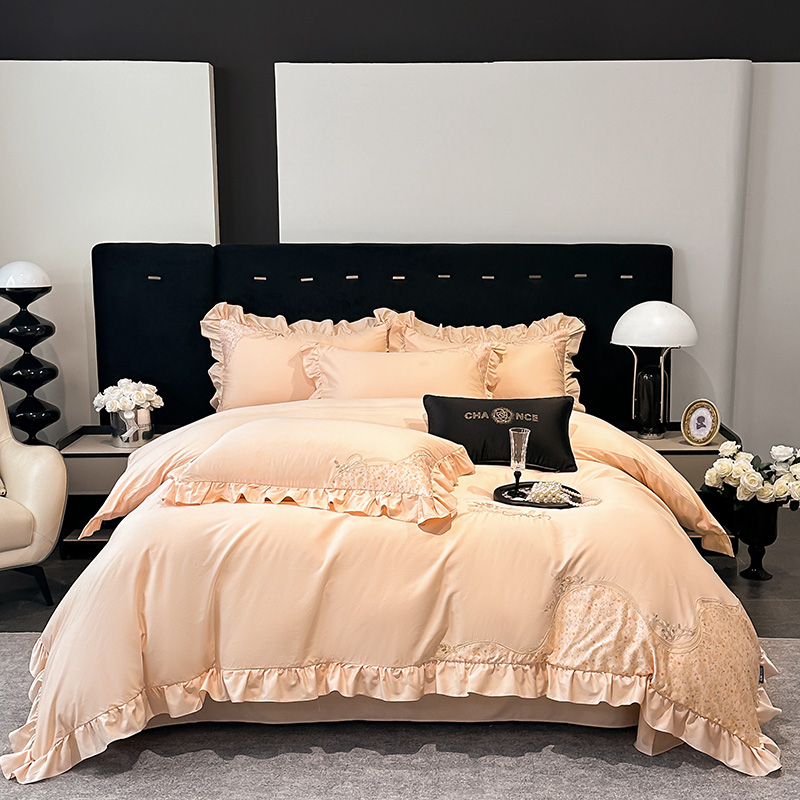 2025新款50支天丝棉刺绣四件套-菲丽丝 菲丽丝-桔橙