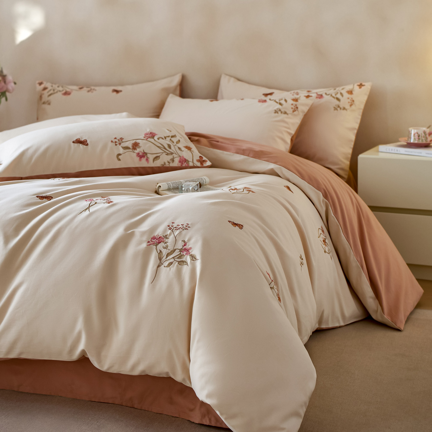 2025新款全棉加厚磨毛四件套四件套-初朵系列 奶杏棕