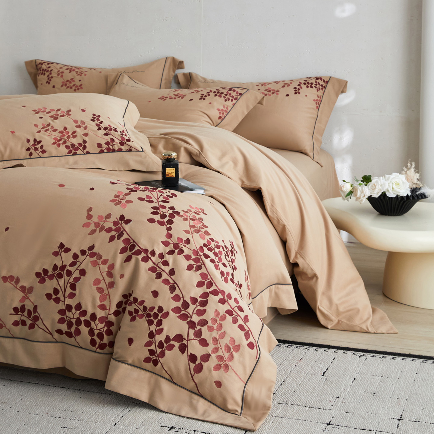 2025新款全棉加厚磨毛四件套-知秋系列 杏驼