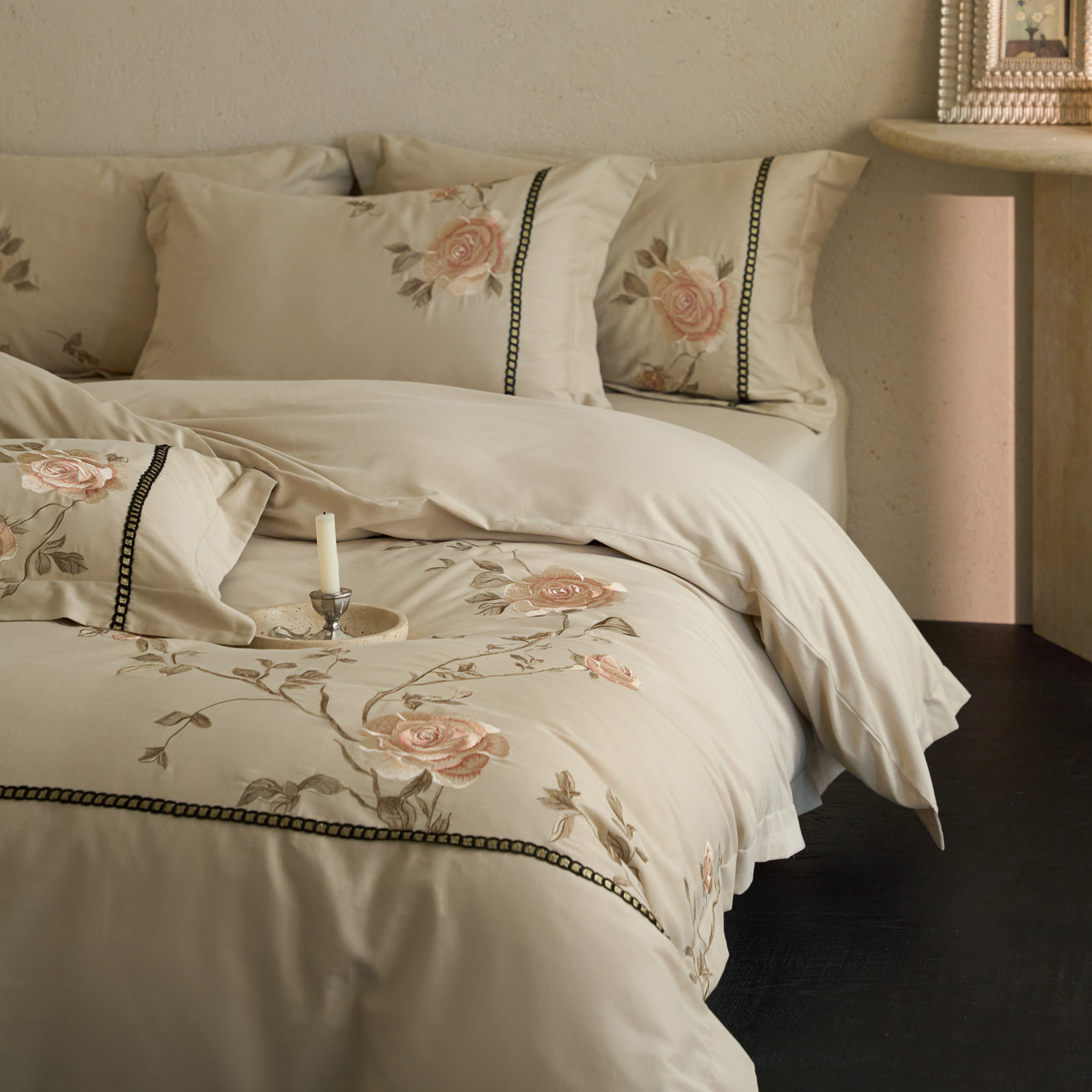 2025新款全棉加厚磨毛四件套-花觅系列 锦绣银