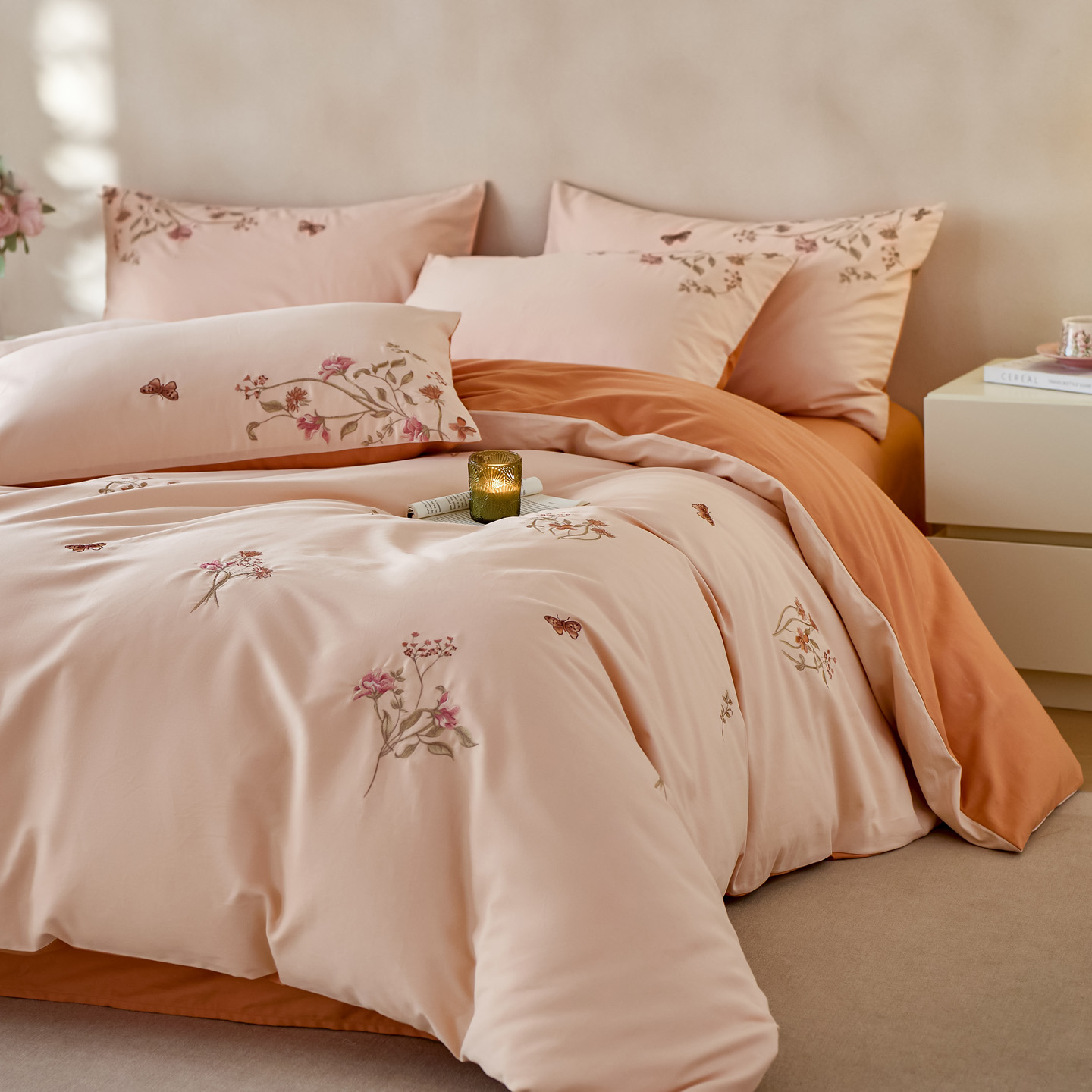 2025新款全棉加厚磨毛四件套四件套-初朵系列 奶油桔