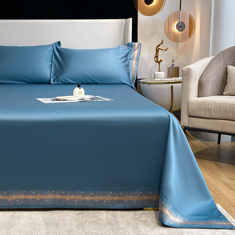 2021新款100支长绒棉单件系列枕套-床单星辰系列 160*230cm单床单 星辰-宾利蓝