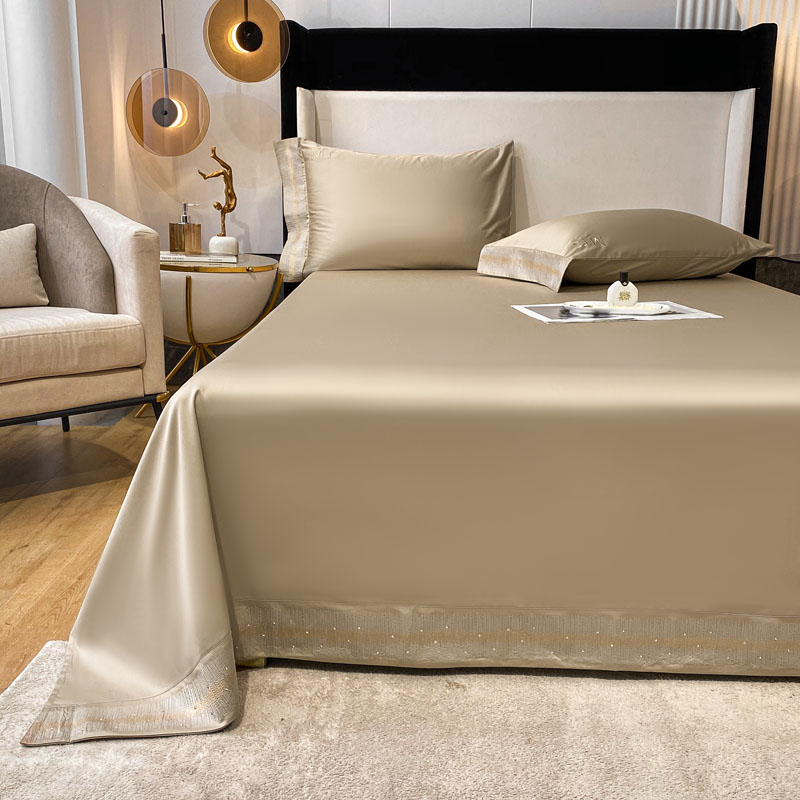 2021新款100支长绒棉单件系列枕套-床单星辰系列 160*230cm单床单 星辰-卡其色
