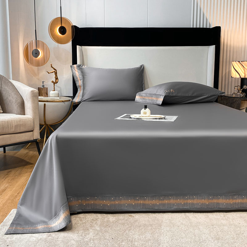 2021新款100支长绒棉单件系列枕套-床单星辰系列 160*230cm单床单 星辰-银灰