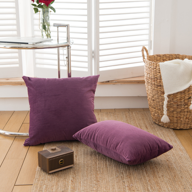 2023新款纯色荷兰绒沙发靠垫抱枕 35*50cm含芯 紫色