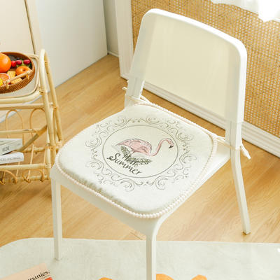 2023新款雪尼尔椅垫（火恋鸟系列） 43*45cm 火恋鸟-米色