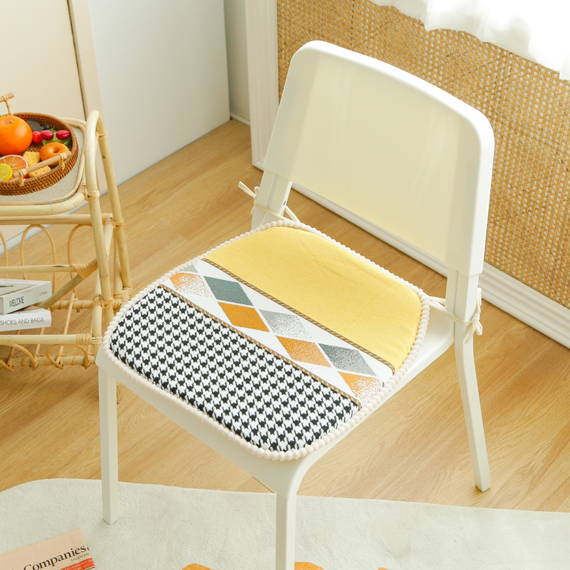 2023新款雪尼尔椅垫（千鸟格格子系列） 43*45cm 千鸟格格子-柠檬黄