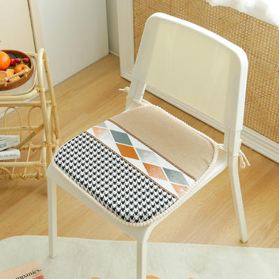 2023新款雪尼尔椅垫（千鸟格格子系列） 43*45cm 千鸟格格子-驼色