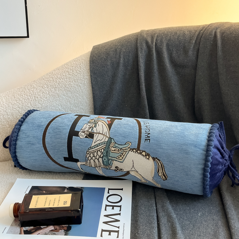 2024新款雪尼尔欧式抱枕系列-马到成功-糖果枕 15*50cm糖果枕 含芯 马到成功蓝色