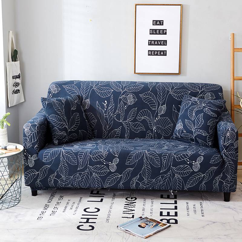 2018新款小清新风格系列沙发套 双人(规格140-195CM） 蓝树叶