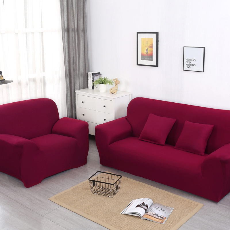 2019新款-纯色沙发套沙发床套 双人（140-195cm） 酒红