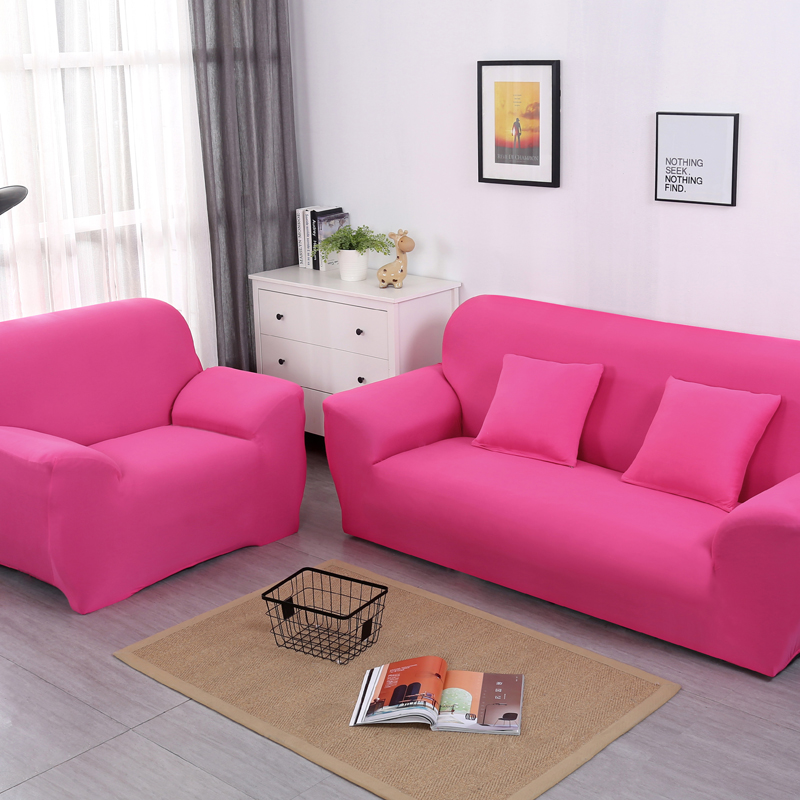 2019新款-纯色沙发套沙发床套 双人（140-195cm） 玫红