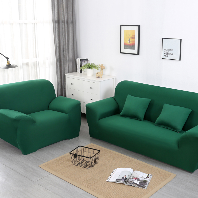 2019新款-纯色沙发套沙发床套 双人（140-195cm） 墨绿
