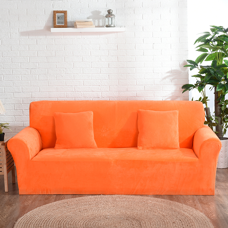 2019新款沙发套-毛绒款沙发套 双人（145-190） 橘色