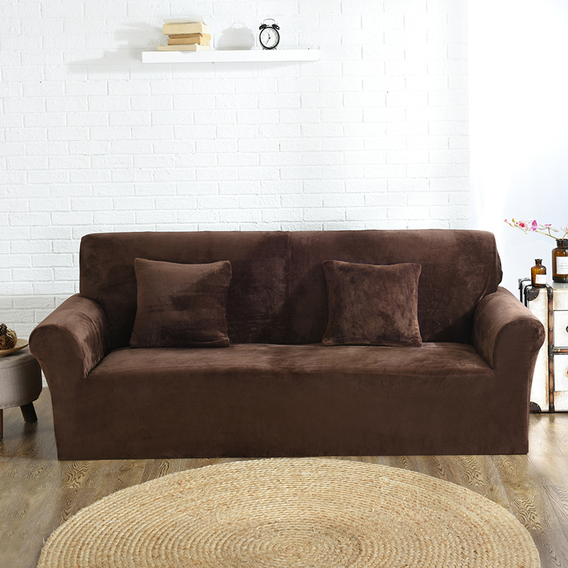 2019新款沙发套-毛绒款沙发套 双人（145-190） 咖啡