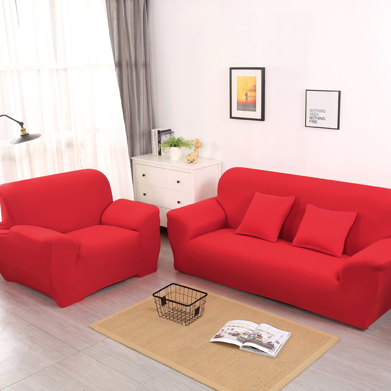 2019新款四季款纯色沙发套 双人（145-190） 大红