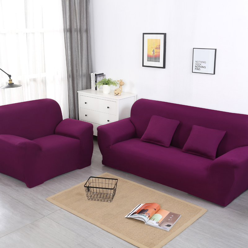 2019新款四季款纯色沙发套 双人（145-190） 糖果紫