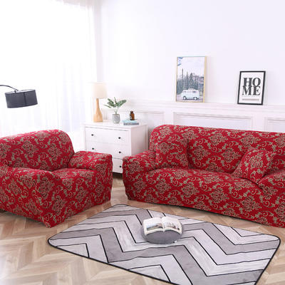 2019新款-纯色沙发套沙发床套 双人（140-195cm） 路易-红