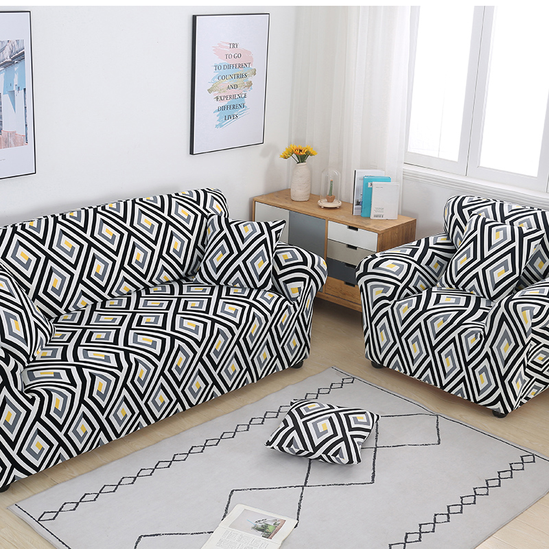 2019新款四季款印花沙发套-单人 双人组合沙发套 双人（145-190） 轻奢几何