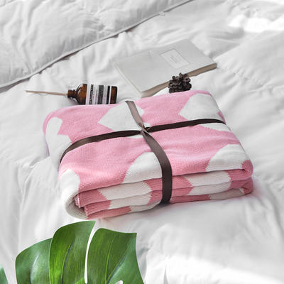 针织线毯 沙发盖毯 针织披肩 空调毯 婴童毯-爱心 110*130cm 粉色