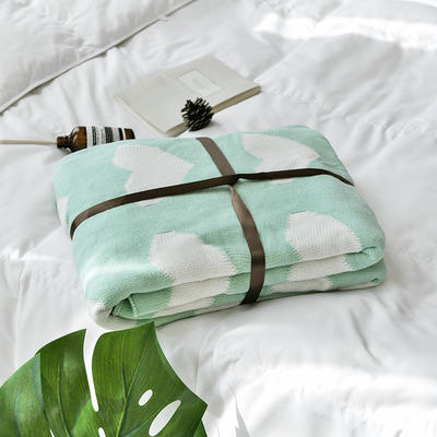 针织线毯 沙发盖毯 针织披肩 空调毯 婴童毯-爱心 110*130cm 薄荷绿