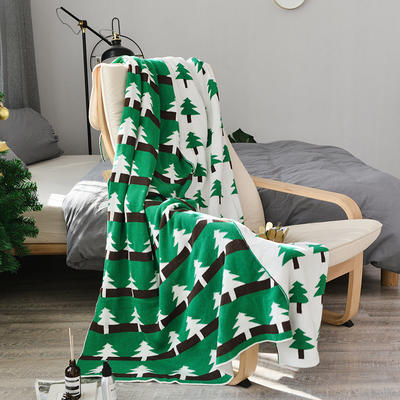全棉针织婴童毯 沙发盖毯 婴儿抱被 绿松树毯 110*130cm ?松树