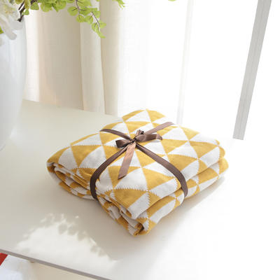 全棉针织婴童毯 沙发盖毯 婴儿抱被 双层三角毯 110*130cm 黄白
