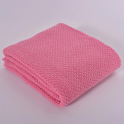 2018新款桂花针单层毛线毯 80*105cm 粉色
