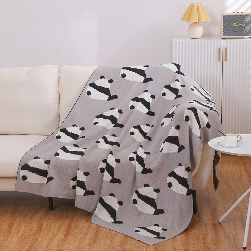 2023新款睛纶系列熊猫毯毛毯毯子 130*160cm 灰色