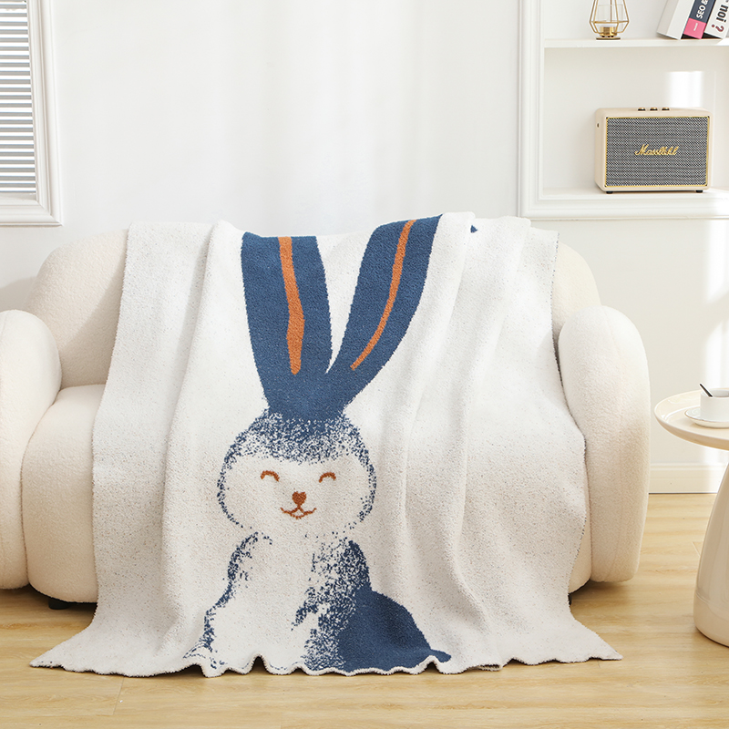 2023新款半边绒图图兔系列毛毯毯子 130*160cm 蓝色