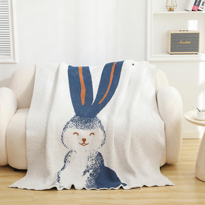2023新款半边绒图图兔系列毛毯毯子 130*160cm 蓝色