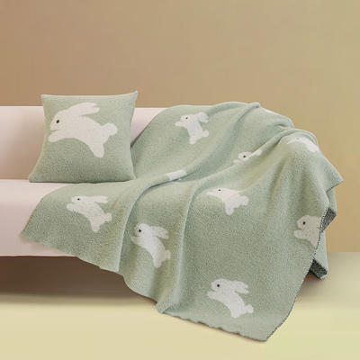 2023新款半边绒欢腾兔系列毛毯毯子风格一 130*170cm 绿色