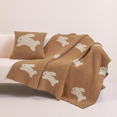2023新款半边绒欢腾兔系列毛毯毯子风格二 130*170cm 驼色