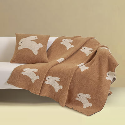 2023新款半边绒欢腾兔系列毛毯毯子风格一 130*170cm 驼色