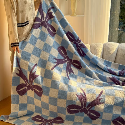 2023新款半边绒沐蝶系列毛毯毯子 130*160cm 蓝紫