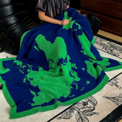 2023新款半边绒世界地图系列毛毯毯子 130*160cm 绿色