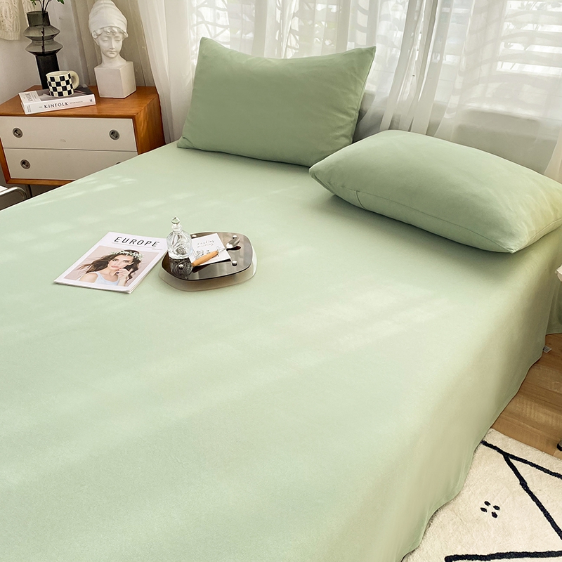 2024新款全棉针织棉纯色四件套系列-单床单 160*230cm 单床单 豆绿