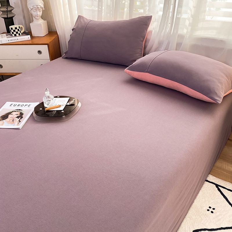 2024新款全棉针织棉纯色四件套系列-单床单 160*230cm 单床单 紫粉