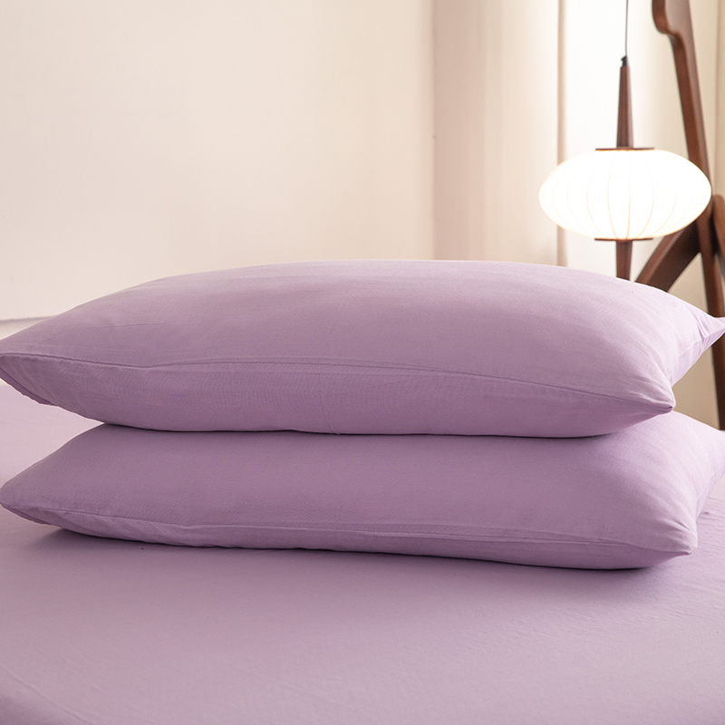 2024新款全棉A类双层纱单品系列单枕套 48*74cm枕套/对 仙紫
