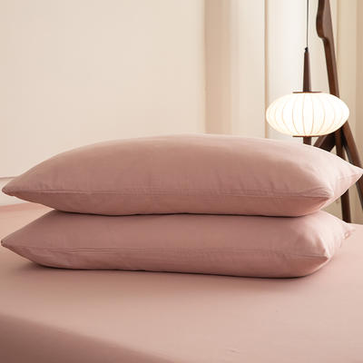 2024新款全棉A类双层纱单品系列单枕套 48*74cm枕套/对 胭脂粉