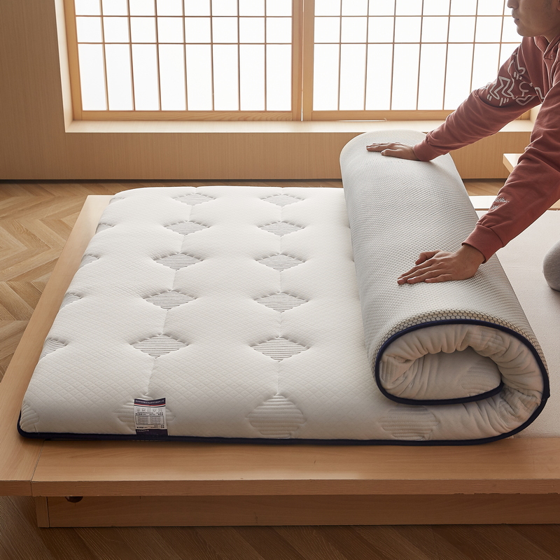 2023新款针织棉单色乳胶床垫-双人款 90x200cm 方格白