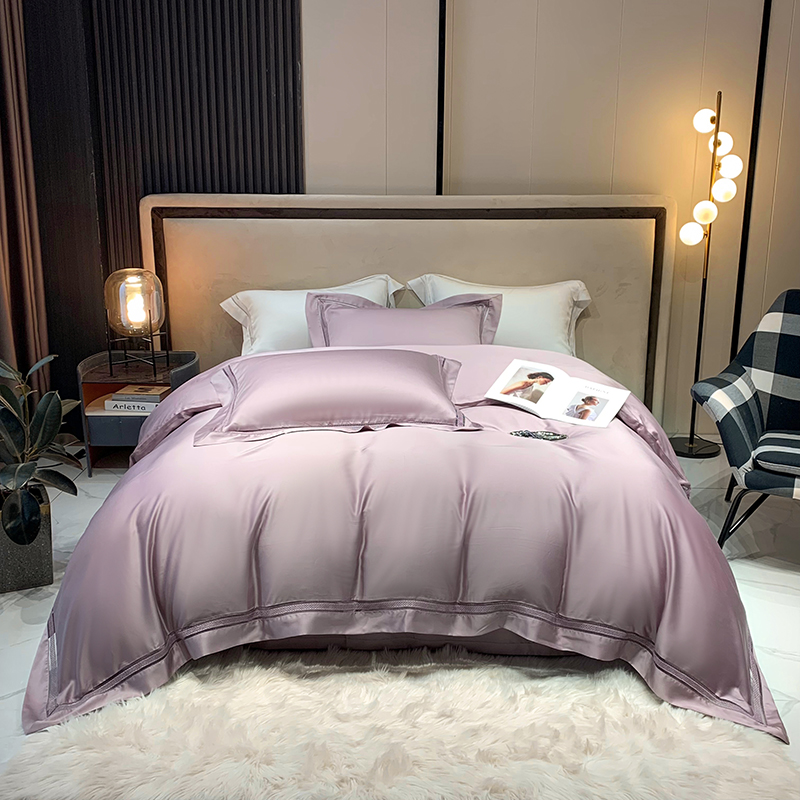 新款80S奥地利进口兰精天丝镂空花边四件套--织梦系列 1.5m床单款四件套 织梦-紫色
