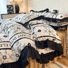 2024新款赫本风水洗棉四件套-黑白系列 1.2m床单款三件套 赫本风-浮世花影