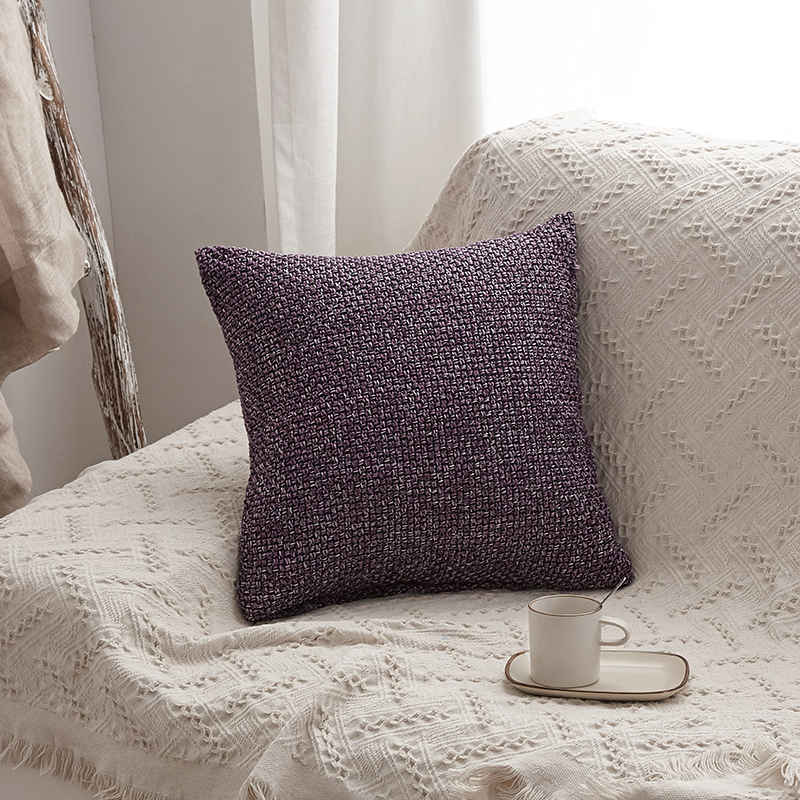 2019新款毛线针织抱枕沙发靠垫 45x45cm 紫色（单套）
