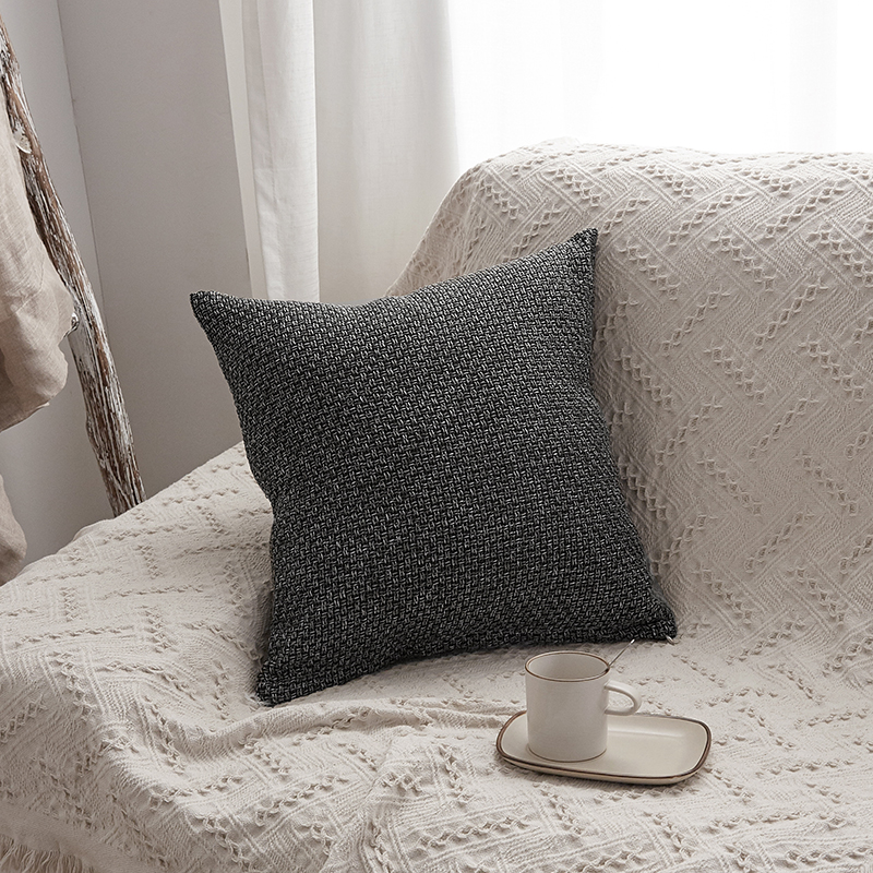 2019新款毛线针织抱枕沙发靠垫 45x45cm 深灰色（单套）