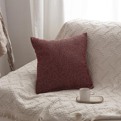 2019新款毛线针织抱枕沙发靠垫 45x45cm 酒红色（含芯）