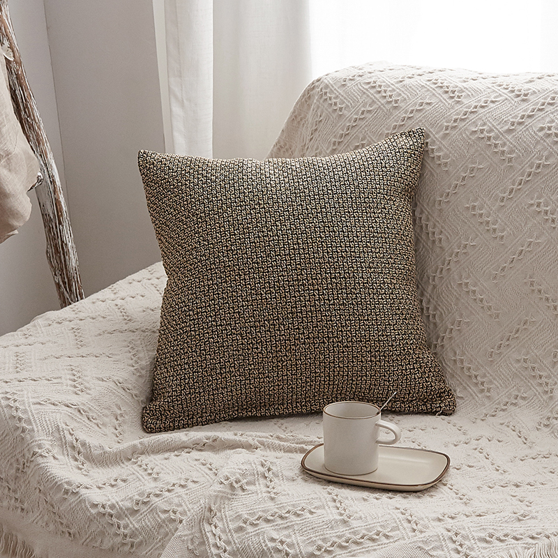 2019新款毛线针织抱枕沙发靠垫 45x45cm 米色（含芯）